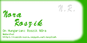 nora roszik business card